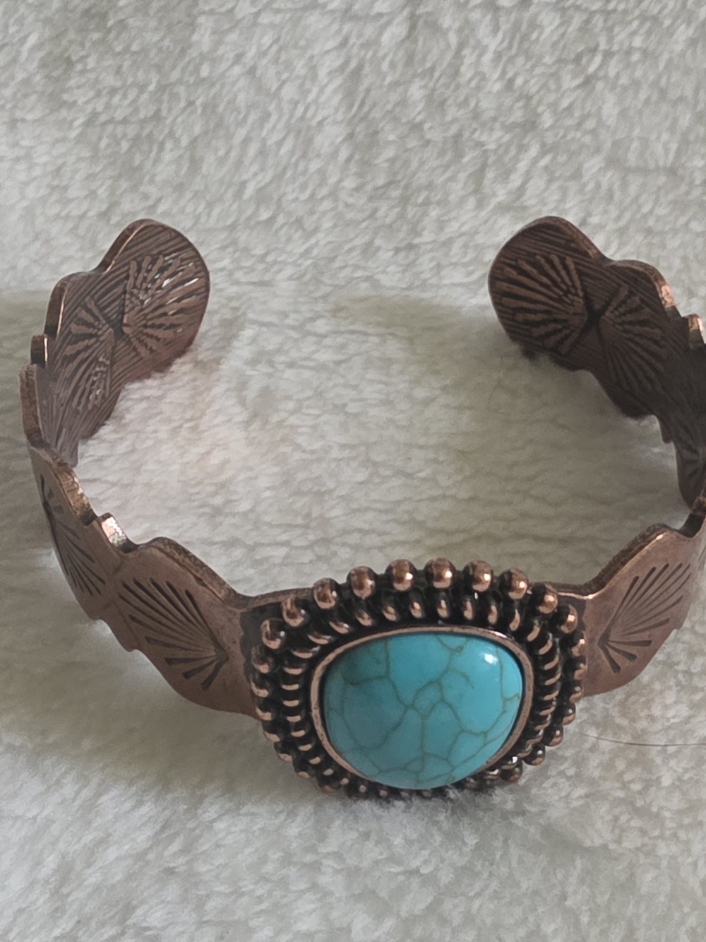 Gorgeous Vintage Southwestern Copper & Turquoise Cuff Bracelet